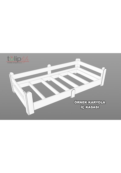 Tuliplifeyapımarket Tuliplife Montessori Karyola Beyaz-Antrasit Çocuk Yatağı -305