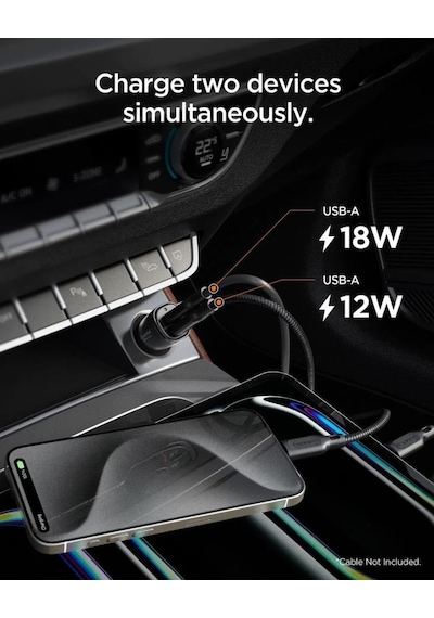 Spigen 30w Usb-a 2 Port Araç İçi Hızlı Şarj Aleti 18w + 12w Akım Korumalı Güç Adaptörü İphone & Android & İpad Type-c Pd Ev302 - Acp08700 Spigen 30w Usb-a 2 Port Araç İçi Hızlı Şarj Aleti 18w + 12w Akım Korumalı Güç Adaptörü İphone & Android & İpad Type-c Pd Ev302 - Acp08700