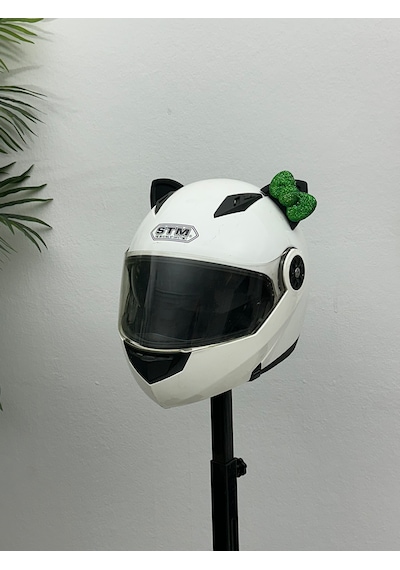 Motor & Motosiklet Yeşil Fiyonklu Siyah Kedi Kulak Kask Dış Aksesuarı Diğer