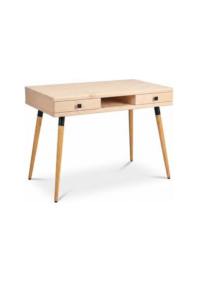 Mobenta Modest Desk: Masif Çalışma & Laptop Masası 2 Çekmece 1 Bölme - 120x60 Bz Krem