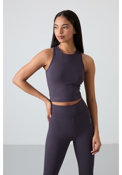 Tommylife Antrasit Yüksek Bel Kapri-crop Atlet Slim Fit Kadın Tayt Takım - 95284