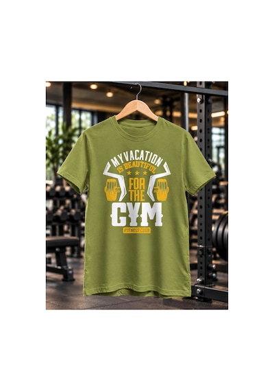 Segungear Gym Vacation Erkek Regular Fit Baskılı Spor Tişört Haki - 931647575 Haki