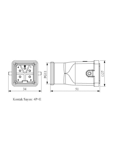 Emas Ebm05fu30 5 Kontaklı Fiş Uzatma Üst Giriş