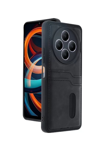 Newface Xiaomi Redmi 14c Kılıf Sara Kartvizitli Deri Kılıf - Siyah
