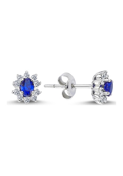 Lova Pırlantalı Oval Safir Anturaj Küpe -  3050004