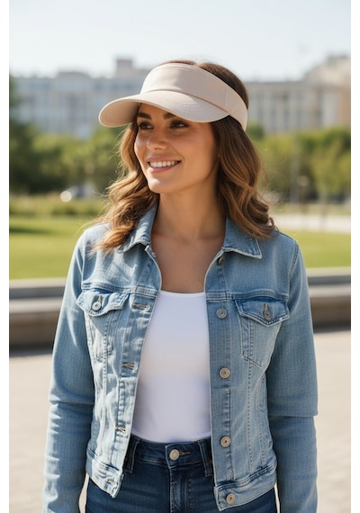 Eleven Markets Unisex Uv Koruyucu Vizör Kasket Siperlik Tenis Gabardin Şapka Beyaz Bej