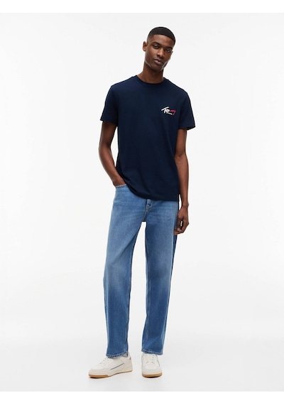 Tommy Hilfiger Tjm Slım Sıgn Chest Ss Tee Ext Erkek Mavi T-shirt - Dm0dm22538