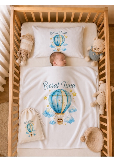 Pia Baby İsme Özel Erkek Bebek %100 Pamuk Hastane Çıkışı Tulum Şapka Eldiven Kıyafet Keseli Hediye Seti 1027tybk0x Krem