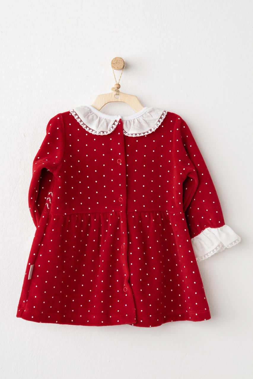 AndyWawa Kız Bebek Elbise Takım Dress Band Set Party Ac26315 Kırmızı