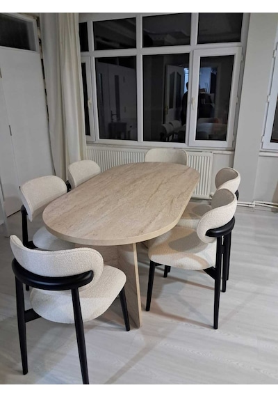 Bohem Oval Salon Yemek Masası Gerçek Satıcı 'doğukanhome'dir Dikkat Ediniz Beyaz