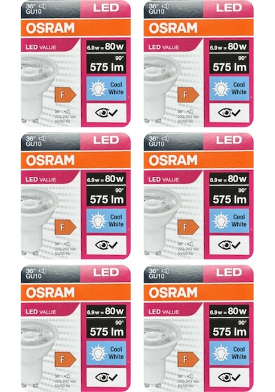 6 Adet Ledvance 6,9w Günışığı-ılık Beyaz 4000k Gu10 Duylu Led Spot Ampul
