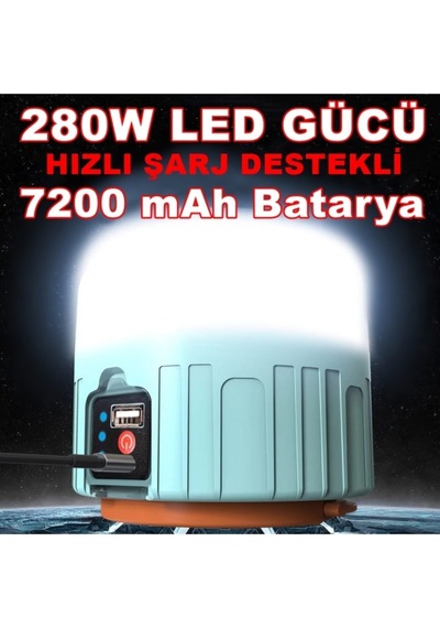 Solar Şarjlı Güneş Enerjili Ampül Led Şarjlı El Feneri Mavi