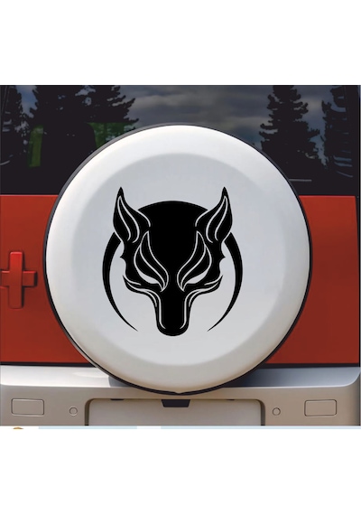 Börü Sticker - Gökbörü Kurt Hilal Sticker - Araba Oto Cam Motosiklet Karavan Sticker - 00238 15x14 Cm