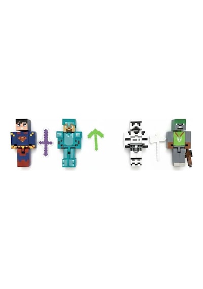 Süperman Minecraft 4 Karakter 3 Aksesuar 7 Parça Çocuk Figür Oyun Seti