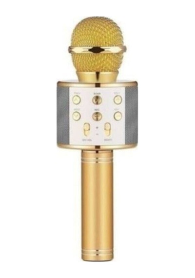 Karaoke Mikrofon Dahili Hoparlörlü Usb Flash Destekli Ws-858 Gold Beyaz