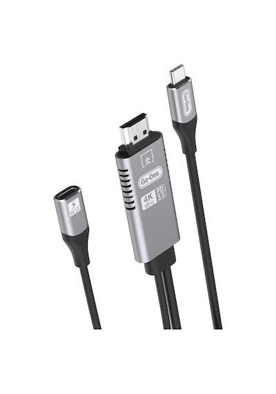 Go Des GD-8770 Type-C To HDMI 4K Kablo PD 3.0 Görüntü Aktarım Kablosu - Siyah ZORE-260169