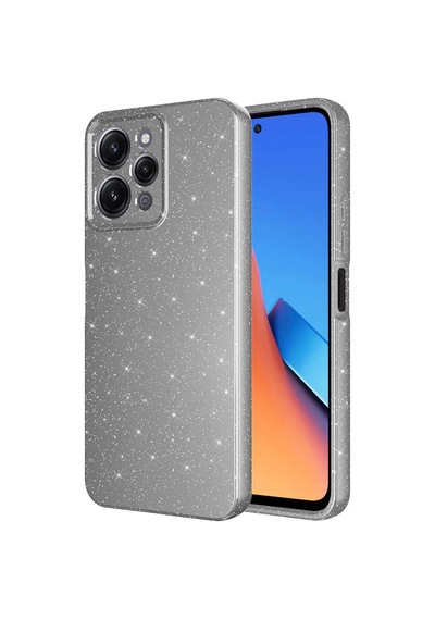 Kilifone - Xiaomi Uyumlu Redmi 12 - Kılıf Simli Kamera Korumalı Koton Kapak - Gri