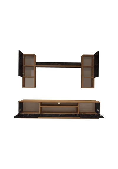 Decoraktiv Trio 5das Mdf Tv Ünitesi Tv Sehpası Ceviz - Siyah Mermer