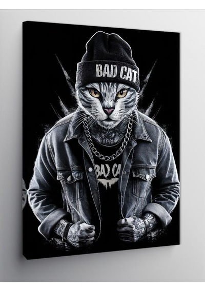 Kanvas Tablo Kötü Kedi 100cmx140cm