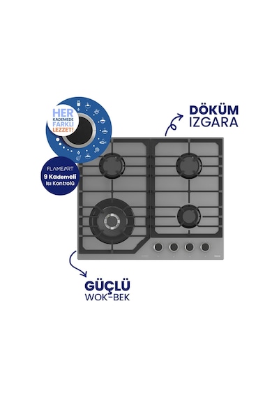 Flowart Digital Asimetrik QBL63CPR+NT028-WFA+D079 Gri Cam Ankastre Set