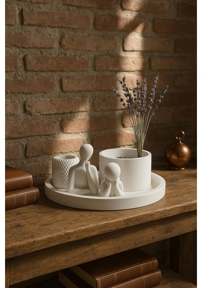 Modern Beyaz Dekoratif Set 5 Parçalı Minimalist Tasarım Genel