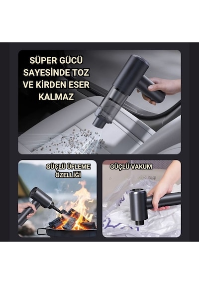 Polham 130w 20.000pa 7800mah Şarjlı Profesyonel Araç Süpürgesi, Led Işıklı Oto Süpürge Ve Üfleme Makinası
