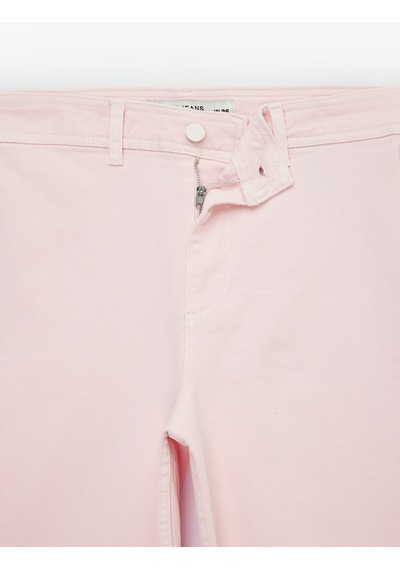 Koton Normal Bel Rahat Kalıp Kesik Paça Jean Pantolon - Culoette Jean Pembe 6sal40004mw Gül