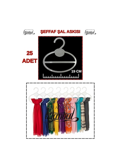 Şal Askısı 19 Cm Şeffaf Kristal Şal Eşarp Askılığı Gardırop Mağaza Düzenleyici 200 Adet Diğer