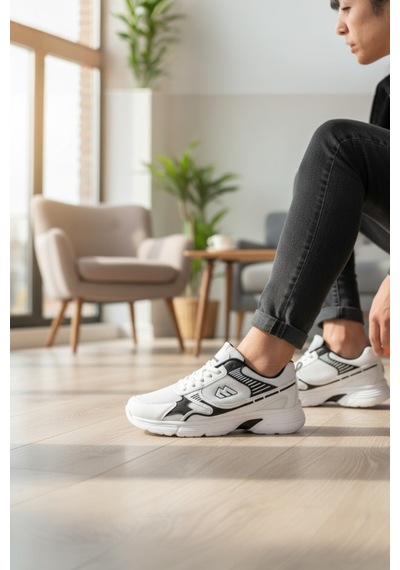 Enoch Erkek Spor Ve Yürüyüş Ayakkabısı Tam Ortopedik Tabanlı Beyaz Siyah Detaylı Performans Modeli Beyaz Enoch Erkek Spor Ve Yürüyüş Ayakkabısı Tam Ortopedik Tabanlı Beyaz Siyah Detaylı Performans Modeli Beyaz