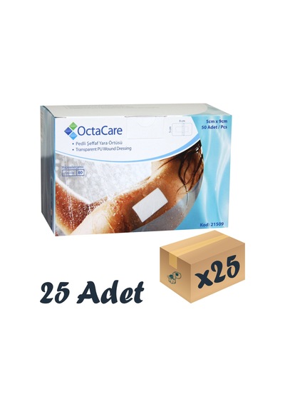 Octacare Şeffaf Pedli Su Geçirmez Yara Örtüsü 5 CM x 9 CM 50 x 25'li