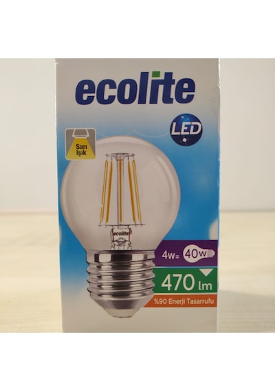 5'li Paket 4w E27 Rustik Top Ampul Ecolite Gün Işığı sarı Işık