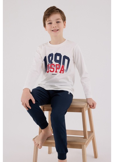 U.S. Polo Assn. U.s. Polo Assn Erkek Çocuk Beyaz Pijama Takımı Us2203-c-v1