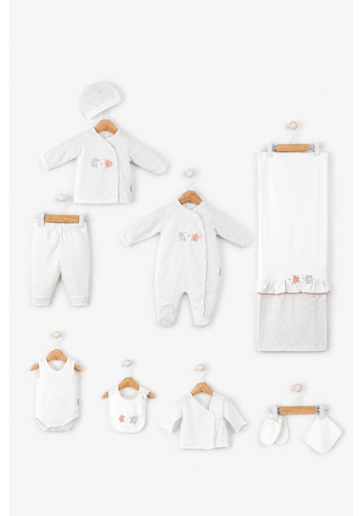 Babyhola Yenidoğan Kız Bebek Hastane Çıkışı Çiçek Detay Hediyelik Özel Kutulu 15279 Ekru