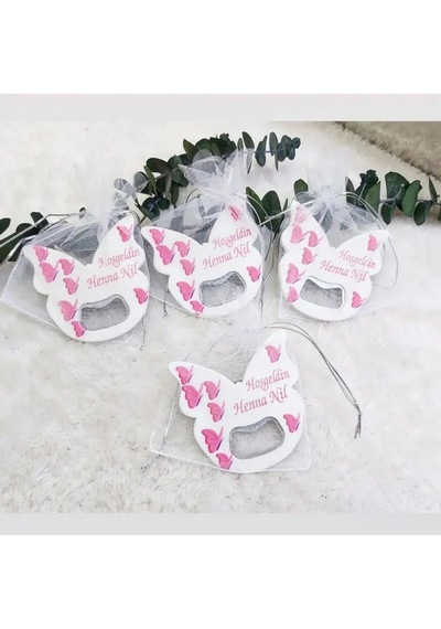 Kelebek Açacak Magnet 6x6 Cm Uv Kız Bebek Magnetleri Beb 30 Adet