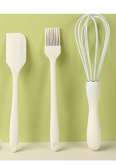 3'lü Silikon Pasta Tatlı Yapma Seti Çırpıcı- Fırça-spatula