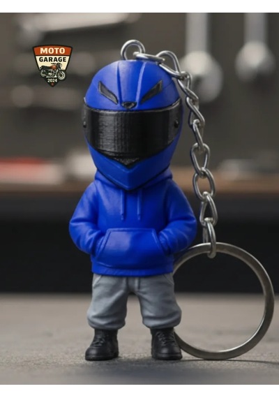 Lacivert Motorcu Anahtarlık - 3d Baskı Moto Figürü