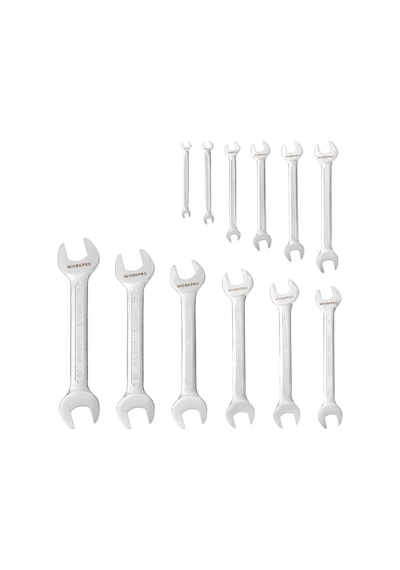 Workpro Wp202507 6-32mm 12 Parça Cr-v Profesyonel Açık Ağız Anahtar Takımı + Bez Taşıma Kılıfı