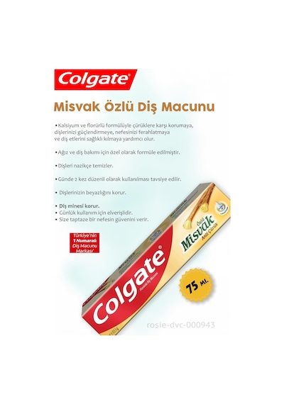 Colgate Misvak Özlü Diş Macunu 75 ML + Hacı Şakir Lavanta Kokulu Banyo Sabunu 4 x 150 G + Rosie
