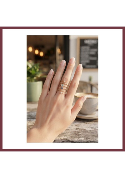 Storeşahin Pirinç Gold Renk Spiral Nazarlı Model Kadın Yüzük Shn0720