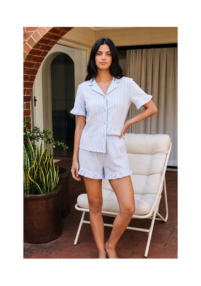 Fit Women Kadın Esnek Şortlu Bol Mavi Pijama Takımı