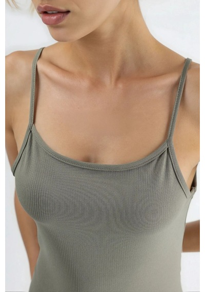 Hiccup Askılı Bodycon Mini Elbise Ellie Collection Haki
