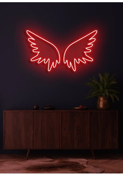 Kanat Figürlü Neon Tabela Kırmızı