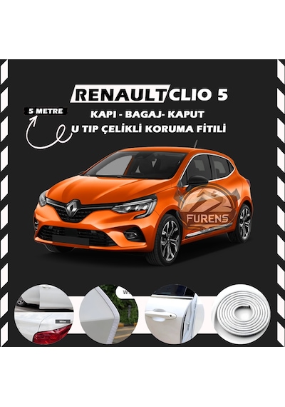 Renault Clio 5 Oto Araç Kapı Koruma Fitili 5 Metre Parlak Beyaz Renk