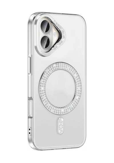 Apple Uyumlu iPhone 16 Plus Kılıf Pırlanta Taş Tasarımlı M-safe Şarj Özellikli Zore Karetta Silikon Kapak