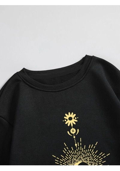 Altamira Kadın Siyah Parıltılı Ay Bisiklet Yaka Sweatshirt 001