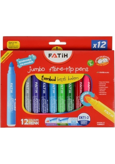 Fatih 12 Renk Jumbo Tombul Keçeli Kalem