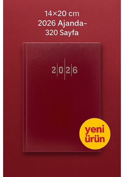 Cilt Bezli Bordo Ajanda 14 20 Cm 320 Sayfa, Günlük Planlayıcı, Ofis & Okul Kullanımı Bordo14x20