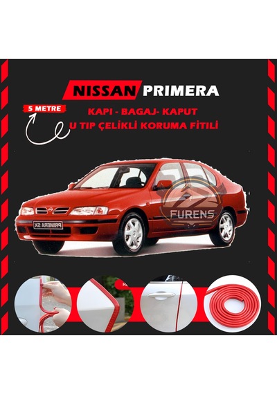 Nissan Primera Oto Araç Kapı Koruma Fitili 5 Metre Parlak Kırmızı Renk