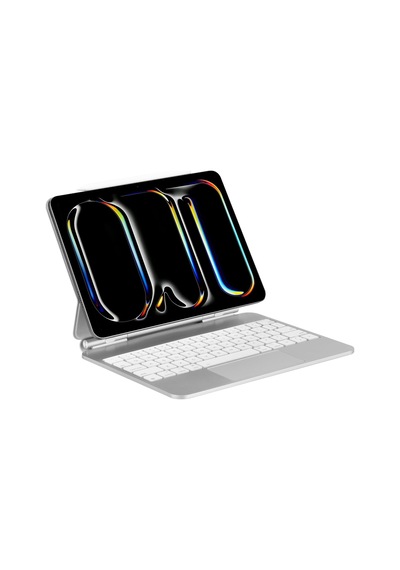 Ik07 Manyetik Bluetooth Klavyeli İpad Kılıfı Çoklu Dokunmatik Yüzeyli 7 Renk Aydınlatmalı İnce Tasarım İpad10. Nesil İpad 11 A16 Uyumlu Gümüş