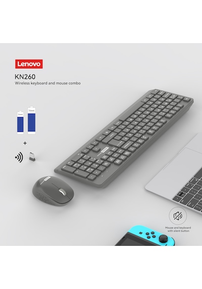 Kn260 Kablosuz Klavye Mouse Set Sessiz Siyah 870042257 Optik
